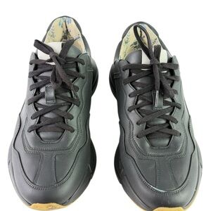 GUCCI 548637 Black Leather Rhyton Men's Sneakers Made in Italy 7.5 - 8US